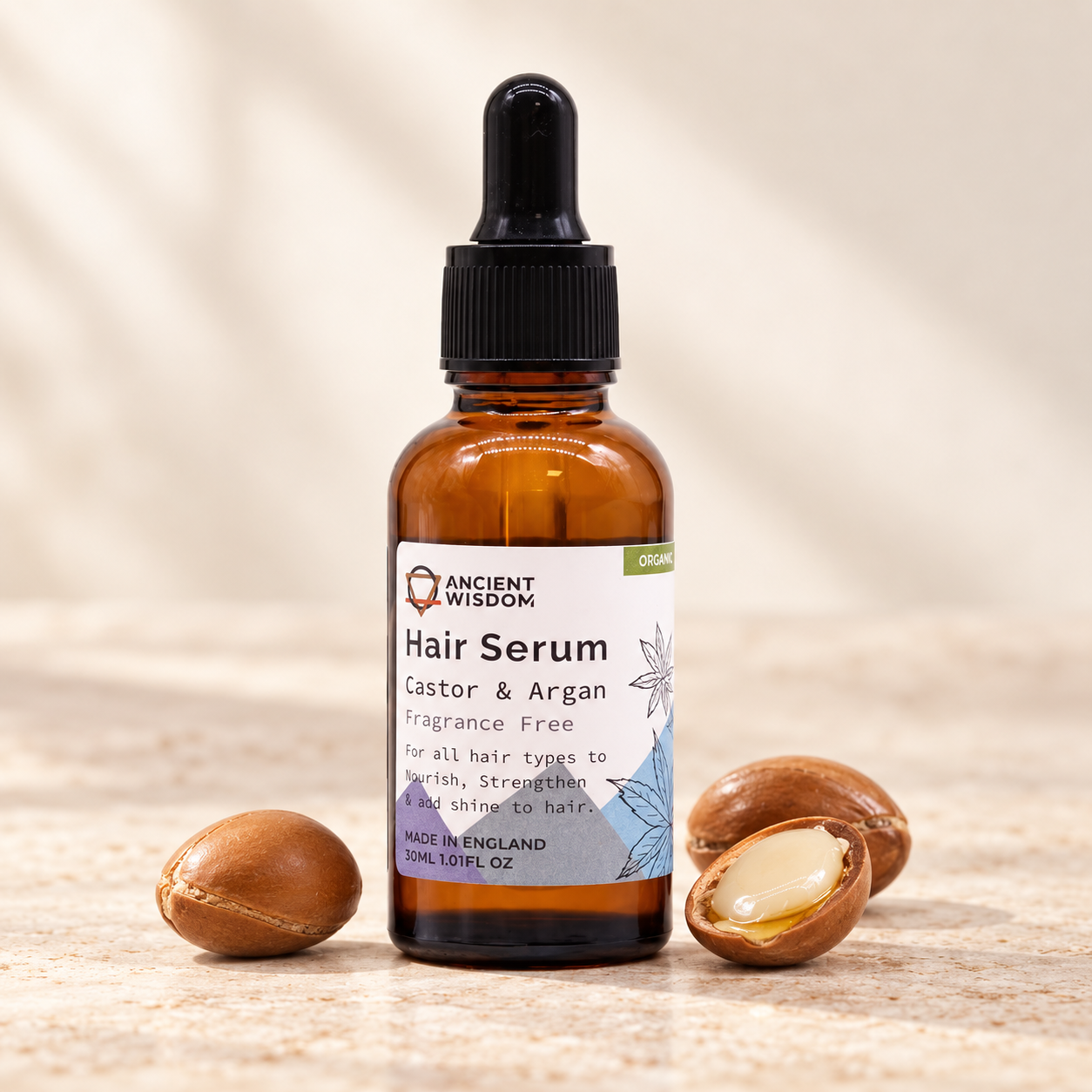 Økologisk Hårserum – Argan & Ricinus (uden parfume)